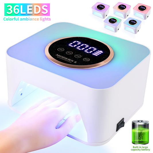 MODERN 8 Professional UV/LED Nail Lamp – Smart Timer & 36 Color-Changing Ambient Lights