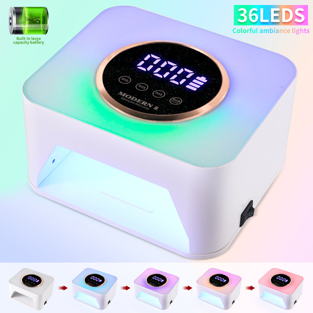 MODERN 8 Professional UV/LED Nail Lamp – Smart Timer & 36 Color-Changing Ambient Lights