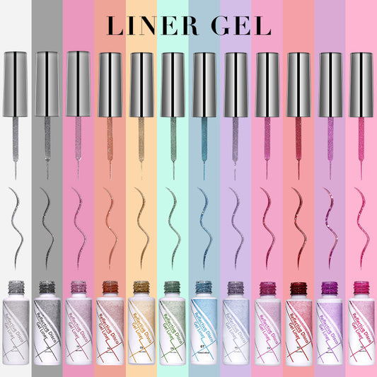 12-Color Liner Gel Nail Art Set – Precision Brush Bottles for Detailed Nail Designs
